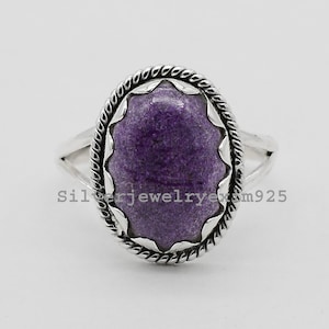 Handmade Purple Stichtite Ring: Sterling Silver Statement Jewelry