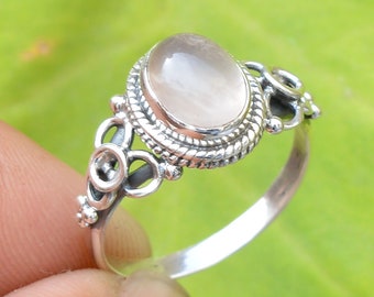 Rose Quartz Ring, 925 Sterling Silver Ring, Gemstone Ring