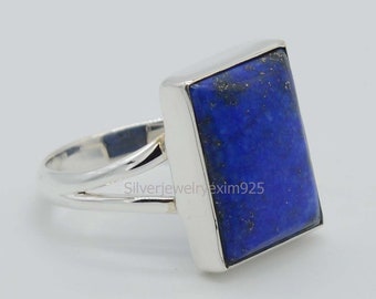 Handmade Lapis Lazuli Ring: 925 Sterling Silver Gemstone Ring
