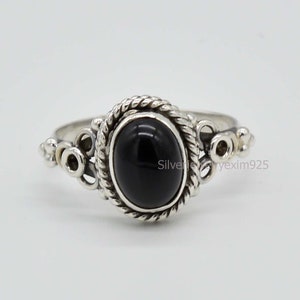 Lucifer's Black Onyx Ring, Oxidized Ring, 925 Silver Ring, 7x9 mm Oval Onyx Ring, Silver Jewelry, Women Ring, Black Onyx Ring, Gemstone Ring