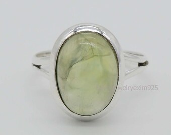Gift For Her Green Gemstone Rings Women Ring Prehnite Gemstone Healing Power Rings Christmas Gift Statement Ring Natural Prehnite Ring Boho Ring