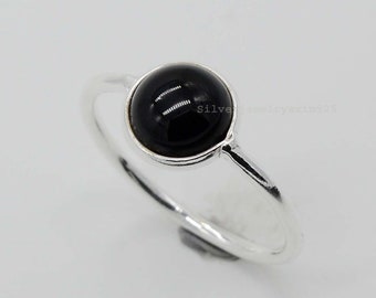 Natural Black Onyx Ring, Statement Rings, 925 Silver Rings, Black Onyx Ring, December Birthstone, Promise Ring, Stackable Jewelry.