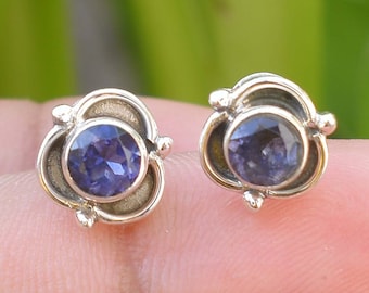 Boucles D'oreilles Iolite 23x14x8mm - Argent Massif 925, Pendantes, Neuves Avec étiquettes
