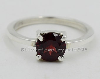 Natural Garnet Ring, Gemstone Ring, Red Gemstone Ring, 925 Silver Ring, Anniversary Gift, Jewelry For Her, Women Rings, Engagement Rings.