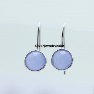 Lavender Chalcedony Earrings, Women Chalcedony Earrings, Silver Earrings, Dainty Teardrop Earrings, Everyday Earrings, Wedding Gift for Her