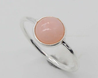 Handmade Pink Opal Ring: 925 Sterling Silver Gemstone