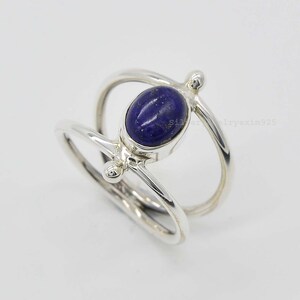 Blue Lapis Lazuli Ring: Oval Gemstone, 925 Sterling Silver