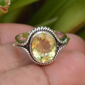 Lemon Quartz Ring, 925 Silver Ring, Engagement Ring, Gemstone Ring, Quartz Silver Ring, Quartz Ring for Women, Handmade Ring, Statement Ring