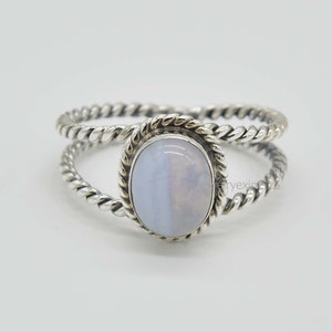 Blue Lace Agate Ring, Sterling Silver Rings, Blue Lace Agate Engagement Ring, Statement Rings, Lace Agate Ring, Gemstone Jewelry.