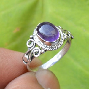 Natural Amethyst Silver Ring, 925 Sterling Silver Ring, Fidget Rings, Oval Amethyst Ring, Statement Rings, Gemstone Ring, Amethyst Jewelry.
