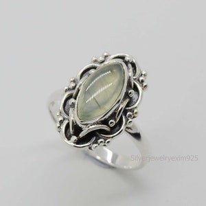 Prehnite Ring, 925 Sterling Silver Ring, Handmade Ring, Womens Jewelry, Boho Ring, Statement Ring, Prehnite Jewelry, Prehnite Silver Ring.