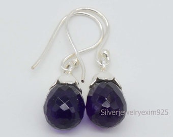 Natural Amethyst Earrings, Handmade Earrings, Gemstone Earrings, Briolette Earrings, Jewelry For Her, Engagement Gifts, Dangle Drop Earring.