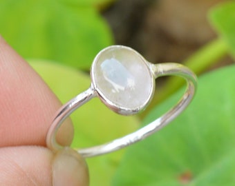 Oval Rose Quartz Ring: 925 Sterling Silver Gemstone Ring