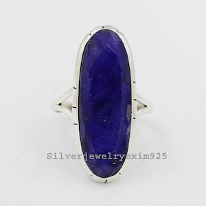 Handmade Blue Sapphire Ring: Sterling Silver Gemstone Engagement Jewelry