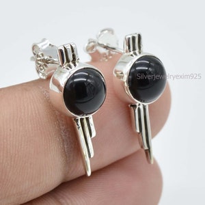 Black Onyx Earrings, Sterling Silver Earring, Stud Earrings, Gemstone Earrings, Gift For Mom, Earrings for Her, Womens Jewelry, Onyx Studs.