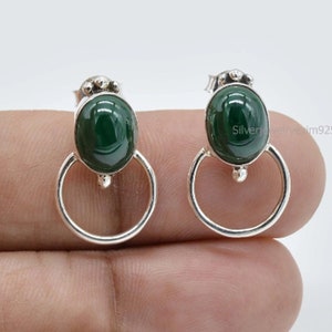 Green Malachite Earrings, Delicate Earrings, Gemstone Earrings, Malachite Studs, 925 Sterling Silver Earring, Dainty Earring, Birthday Gifts