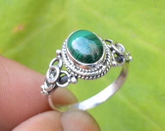 Malachite green ring adjustable Big green stone rings armenian handmade jewelry bague vert malachite Malachitgr\u00fcner Ring malachiet groene