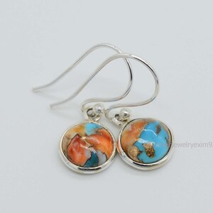 Pendientes turquesa cobre ostra, pendiente de plata 925, pendiente de piedras preciosas, joyería boho, pendientes hechos a mano, joyería turquesa, regalo de aniversario
