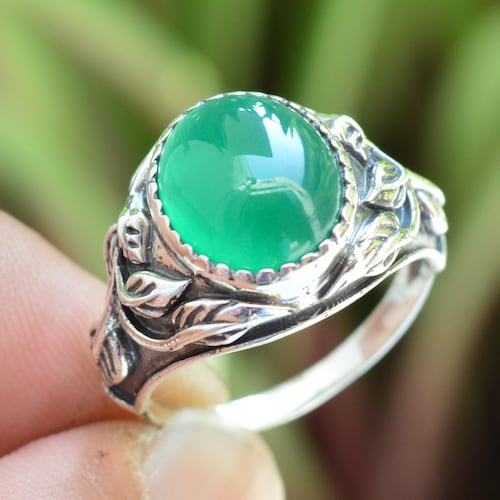 Natural Green Onyx Ringhandmade Silver Ring925 Sterling Etsy