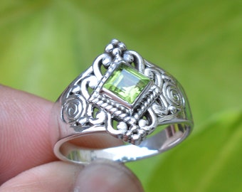 Handmade 925 Sterling Silver Peridot Ring: Boho Statement Jewelry