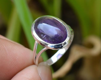 Natural Amethyst Ring, Amethyst Silver Ring, Amethyst Ring, Amethyst Ring For Women, Boho Hippie Ring, Valentine Gift, Handmade Jewelry.