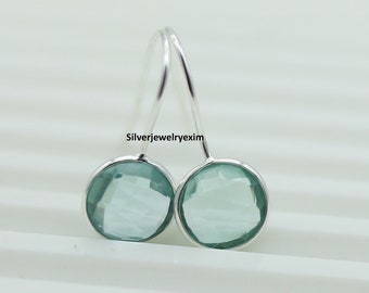 Aquamarine Earrings, March Birthstone Earrings, 925 Silver Earrings, Dainty Earrings, Birthday Gift, Women Earring, Aquamarine Gifts.