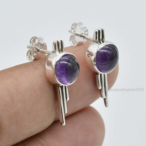 Amethyst Stud Earrings, Post Earrings, 8mm Round Amethyst Earrings, Gemstone Earrings, Purple Amethyst Earrings, 925 Sterling Silver Earring