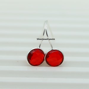 Ruby Earrings, Dainty Dangle Earrings, Delicate Earrings, Ruby Silver Earrings, Bezel Set Earrings, Bohemia Earrings, Ruby Stud Earrings