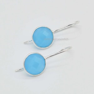 Aqua Chalcedony Silver Earrings, Dainty Earrings, 925 Sterling Silver Earrings, Gemstone Earrings, Dangle Drop Earrings, Anniversary Gift