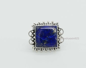 Anillo de lapislázuli natural, anillo hecho a mano, anillo de plata de ley 925, anillo de lapislázuli azul, anillo de piedras preciosas, regalo para ella, anillo de promesa, joyería Boho