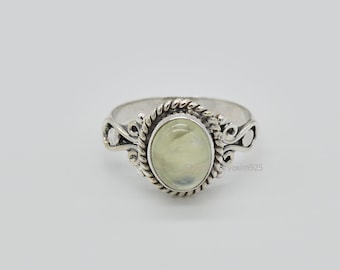 Prehnit 925 Sterling Silber Ring: Handgemachter Edelsteinschmuck