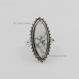 Natural Howlite 925 Sterling Silver Statement Ring