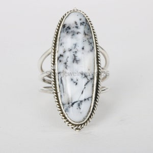 Dendrite Opal Ring, Handmade Ring, Gemstone Ring, Statement Ring, 925 Sterling Silver Ring, Engagement Gift, Three Band Ring, Boho Rings.