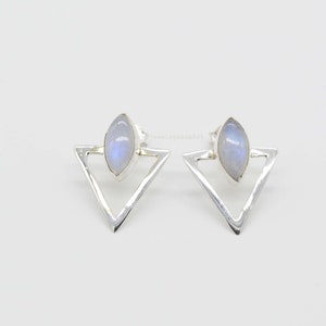 Natural Moonstone Studs, Rainbow Moonstone Earrings, Dainty Studs, Solitaire Studs, Wedding Jewelry, Women Moonstone Jewelry, Birthday Gifts