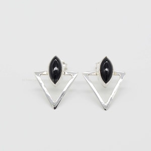 Black Onyx Earrings, Handmade Silver Earrings, Stud Earrings, Women Stud Earrings, Onyx Earrings, 925 Sterling Silver Jewelry, Gift For Her.