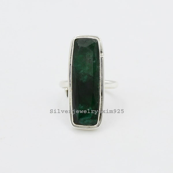 Indian Emerald Ring, 925 Sterling Silver Ring, Bohemian Ring, Emerald Jewelry, Gemstone Ring, Womens Ring, May Birthstone Ring, Gift For Her