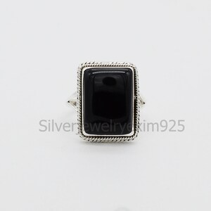 Black Onyx Sterling Silver Ring: Bohemian Gemstone Jewelry