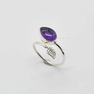 Handmade Pear Amethyst Ring: 925 Sterling Silver February Birthstone