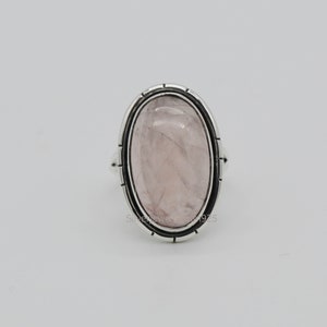 Oval Rose Quartz Ring: Handmade 925 Sterling Silver Statement Jewelry