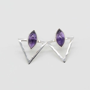 Amethyst Stud Earrings, 925 Sterling Silver Studs, Gemstone Earrings , 6x12 mm Marquise Amethyst Stud Earrings, Amethyst Studs, Gift For her