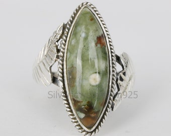 Regenwald Jaspis Ring: Handgemachter Statement Schmuck aus 925 Sterlingsilber