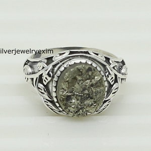 Rough Pyrite Ring, Pyrite Silver Ring, 925 Silver Ring, Money Gemstone Ring, Statement Ring, Anniversary Ring, Ring For Sale, Birthday Gift.