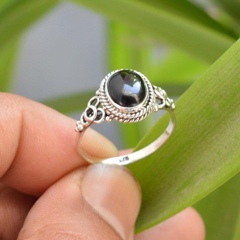 Black Onyx Ring: 925 Sterling Silver, Oval Gemstone (7x9 Mm) - Etsy