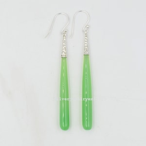 Pendientes de crisoprasa verde, pendientes de lágrima, pendientes de plata 925, regalo para ella, pendientes largos, pendientes de mujer a la venta, pendientes de piedras preciosas