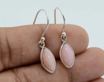 Pendientes colgantes de plata de ley con ópalo rosa: joyería de ópalo marquesa