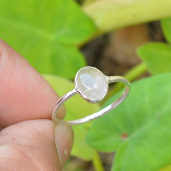 Natural Rose Quartz Ring, Pink Quartz Ring, 925 Sterling Silver 