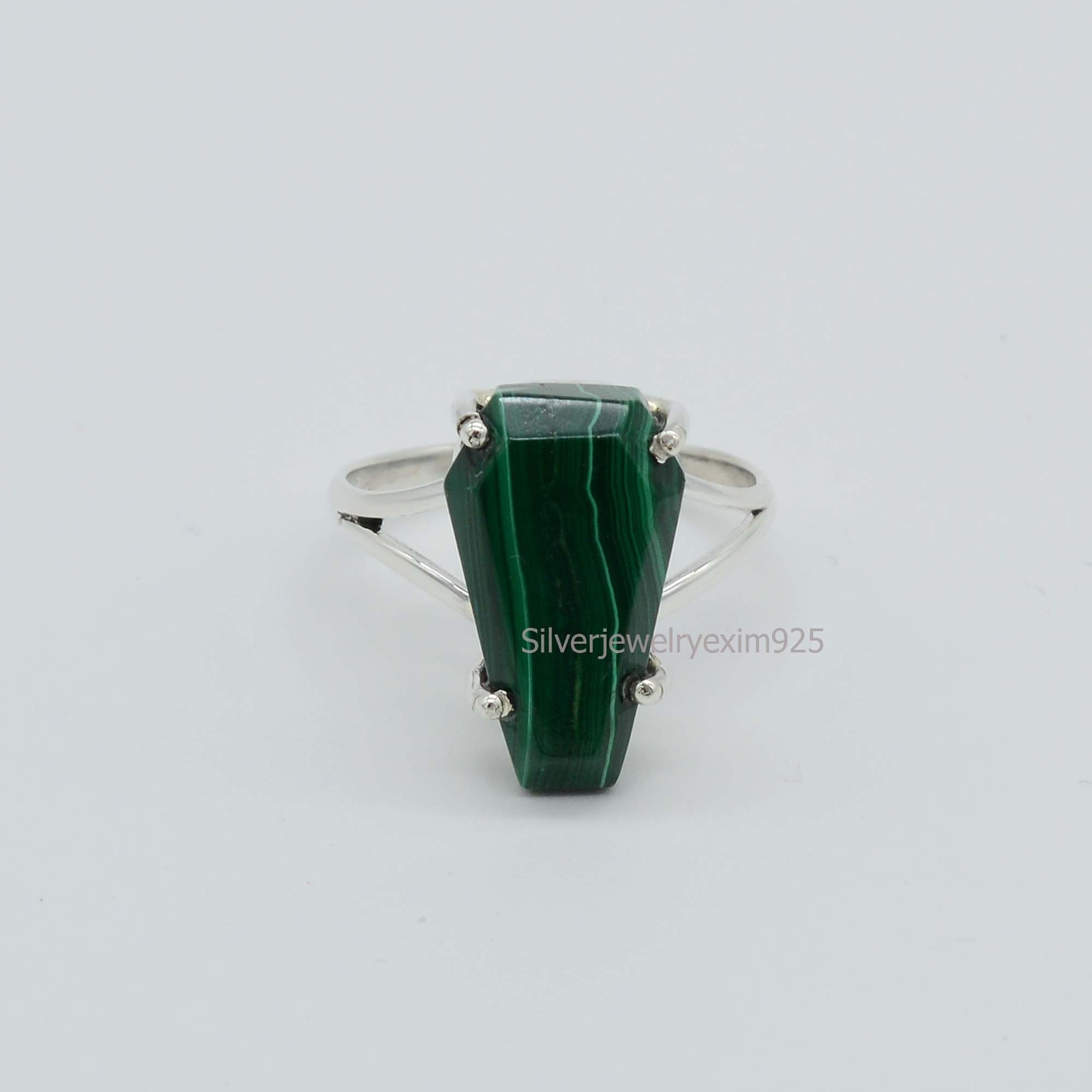 Malachite Ring Handmade Silver Ring 