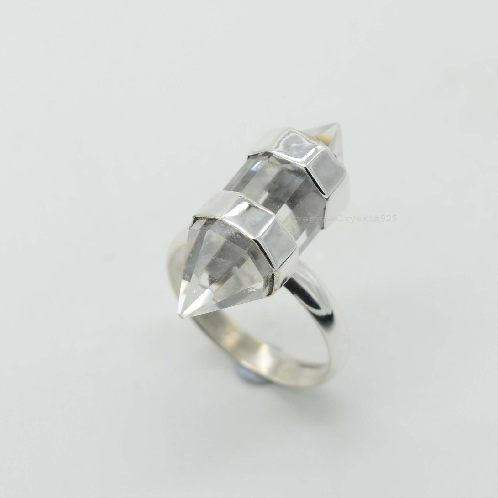 Crystal Quartz Ring White Quartz Ring 8x22 Mm Pencil Shape Etsy