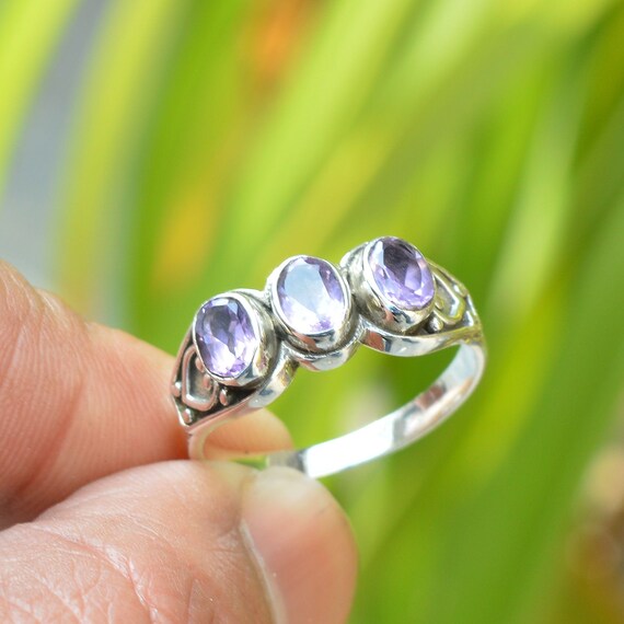 Purple Amethyst Ring, Handmade Ring, Wedding Band, Birthstone Ring