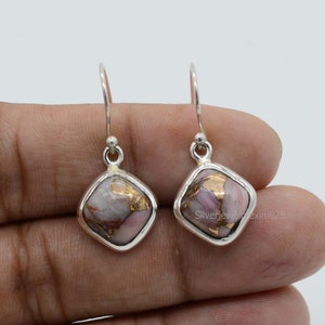Pink Opal Earrings, Teardrop Earrings, Girls Pink Opal Earrings, 925 Sterling Silver Earrings, Gemstone Earrings, Christmas Earrings Gift
